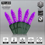 70 M5 Purple LED Lights, Green Wire, 4" Spacing