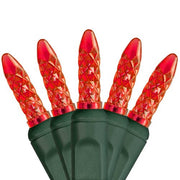 70 M5 Red LED Lights, Green Wire, 4" Spacing