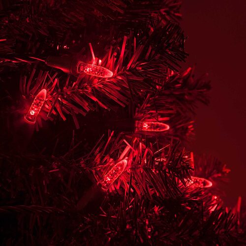 70 M5 Red LED Lights, Green Wire, 4" Spacing