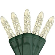 70 M5 Warm White LED Lights, Green Wire, 4" Spacing