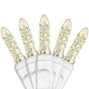 70 M5 Warm White LED Lights, White Wire, 4" Spacing