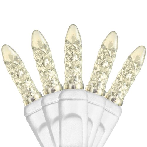 70 M5 Warm White LED Lights, White Wire, 4" Spacing
