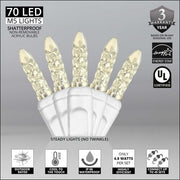 70 M5 Warm White LED Lights, White Wire, 4" Spacing