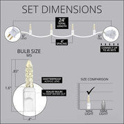 70 M5 Warm White LED Lights, White Wire, 4" Spacing