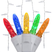 70 Multicolor M5 LED Icicle Lights on White Wire