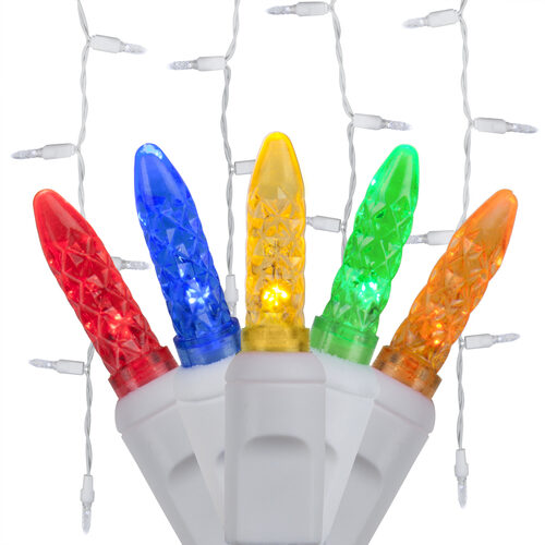 70 Multicolor M5 LED Icicle Lights on White Wire