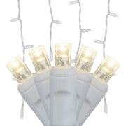 70 Warm White 5mm LED Icicle Lights on White Wire