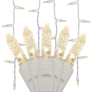 70 Warm White M5 LED Icicle Lights on White Wire