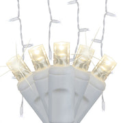 70 Warm White Twinkle 5mm LED Icicle Lights on White Wire