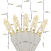 70 Warm White Twinkle M5 LED Icicle Lights on White Wire