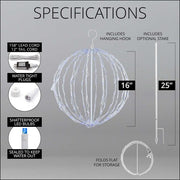 Blue LED Light Ball, Fold Flat White Frame