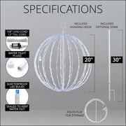 Blue LED Light Ball, Fold Flat White Frame