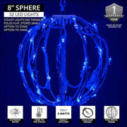 Blue LED Light Ball, Fold Flat White Frame
