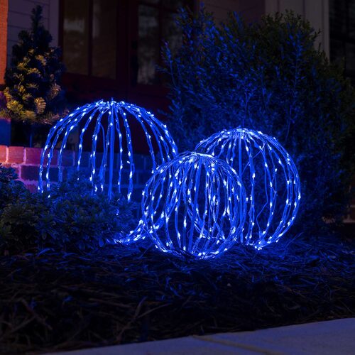 Blue LED Light Ball, Fold Flat White Frame