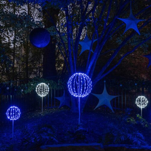 Blue LED Light Ball, Fold Flat White Frame