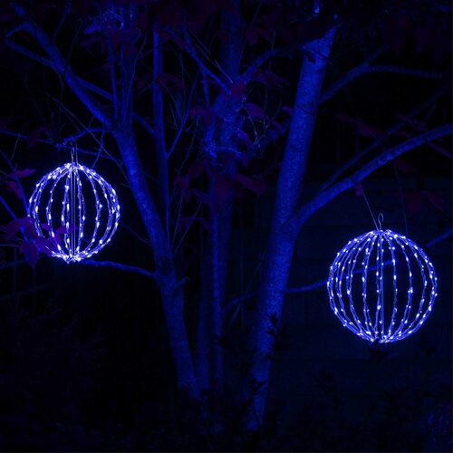 Blue LED Light Ball, Fold Flat White Frame