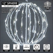 Cool White LED Light Ball, Fold Flat White Frame