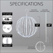 Cool White LED Light Ball, Fold Flat White Frame