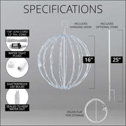Cool White LED Light Ball, Fold Flat White Frame