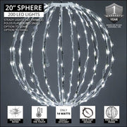 Cool White LED Light Ball, Fold Flat White Frame