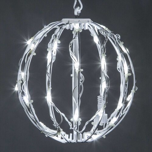 Cool White LED Light Ball, Fold Flat White Frame