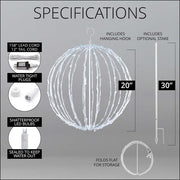 Cool White LED Light Ball, Fold Flat White Frame
