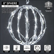 Cool White LED Light Ball, Fold Flat White Frame
