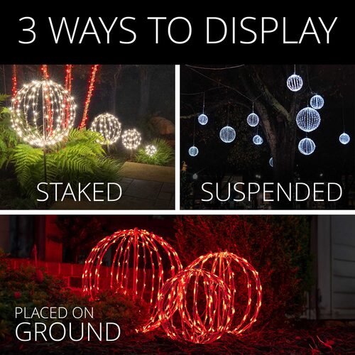 Cool White LED Light Ball, Fold Flat White Frame