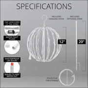 Red LED Light Ball, Fold Flat White Frame