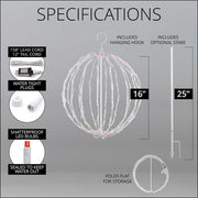 Red LED Light Ball, Fold Flat White Frame
