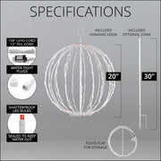 Red LED Light Ball, Fold Flat White Frame