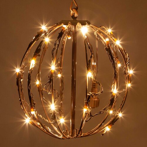 Warm White LED Light Ball, Fold Flat Brown Frame