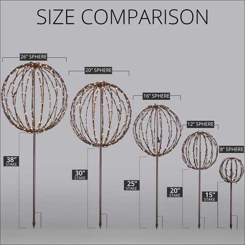 Warm White LED Light Ball, Fold Flat Brown Frame