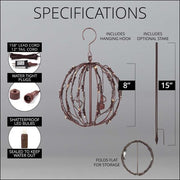 Warm White LED Light Ball, Fold Flat Brown Frame