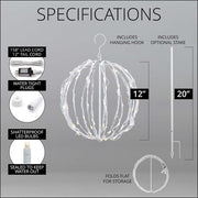Warm White LED Light Ball, Fold Flat White Frame