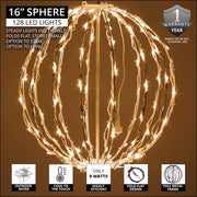 Warm White LED Light Ball, Fold Flat White Frame