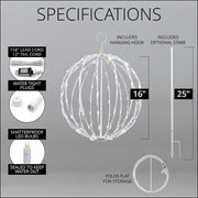 Warm White LED Light Ball, Fold Flat White Frame