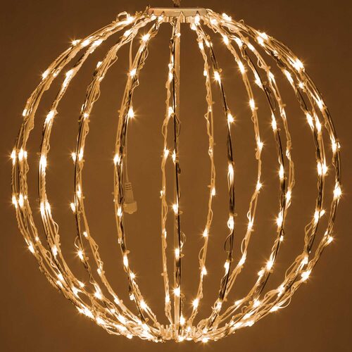 Warm White LED Light Ball, Fold Flat White Frame
