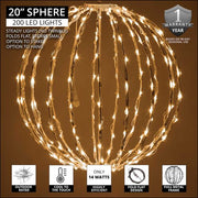 Warm White LED Light Ball, Fold Flat White Frame