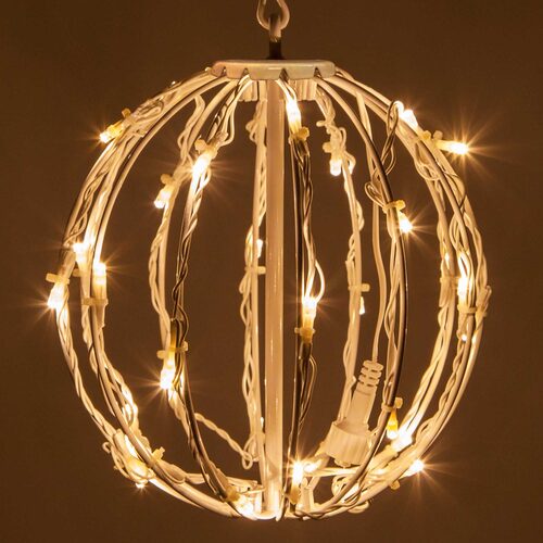 Warm White LED Light Ball, Fold Flat White Frame