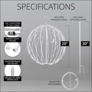 Warm White LED Light Ball, Fold Flat White Frame