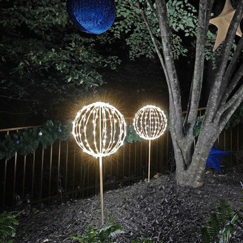 Warm White LED Light Ball, Fold Flat White Frame