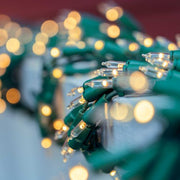 9' Garland Lights, 300 Warm White LED Lights, Green Wire