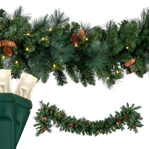 Mixed Noble Prelit Commercial LED Holiday Garland, Warm White Lights