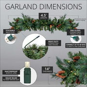 Mixed Noble Prelit Commercial LED Holiday Garland, Warm White Lights