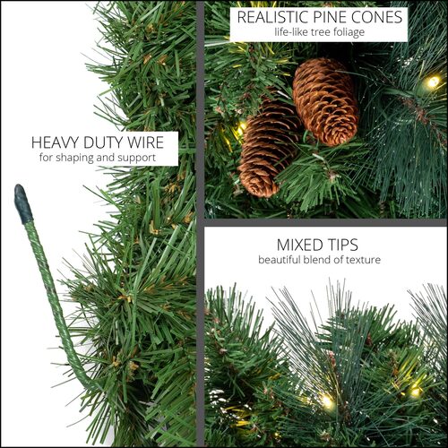 Mixed Noble Prelit Commercial LED Holiday Garland, Warm White Lights