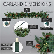 Mixed Noble Prelit Commercial LED Holiday Garland, Warm White Lights
