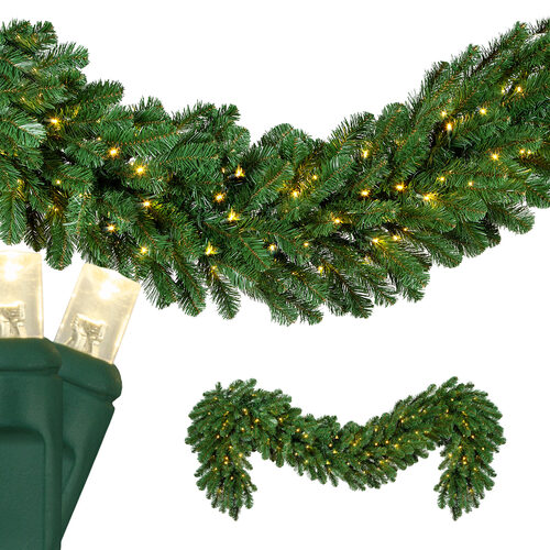 Oregon Fir Prelit Commercial LED Holiday Garland, Warm White Lights