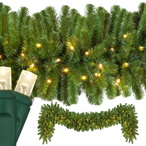 Sequoia Fir Prelit Commercial LED Holiday Garland, Warm White Lights