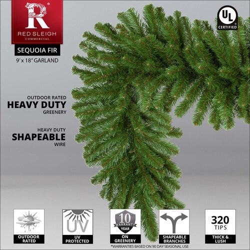 Sequoia Fir Prelit Commercial LED Holiday Garland, Warm White Lights